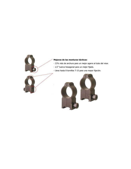 Juego de Anillas WARNE Tactical 1" [Fijas] - Extra Altas