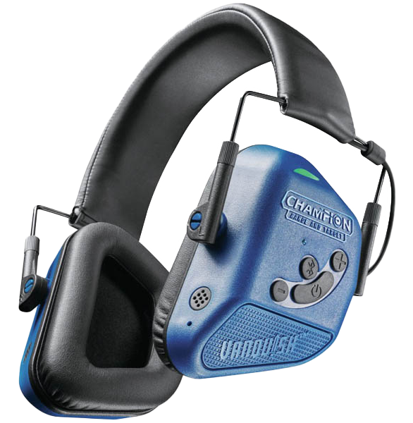 cascos electronicos azule de proteccion para caza y tiro